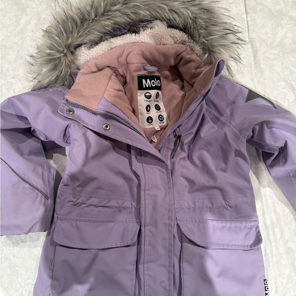 Molo Lavender Winter Jacket with Faux Fur Hood